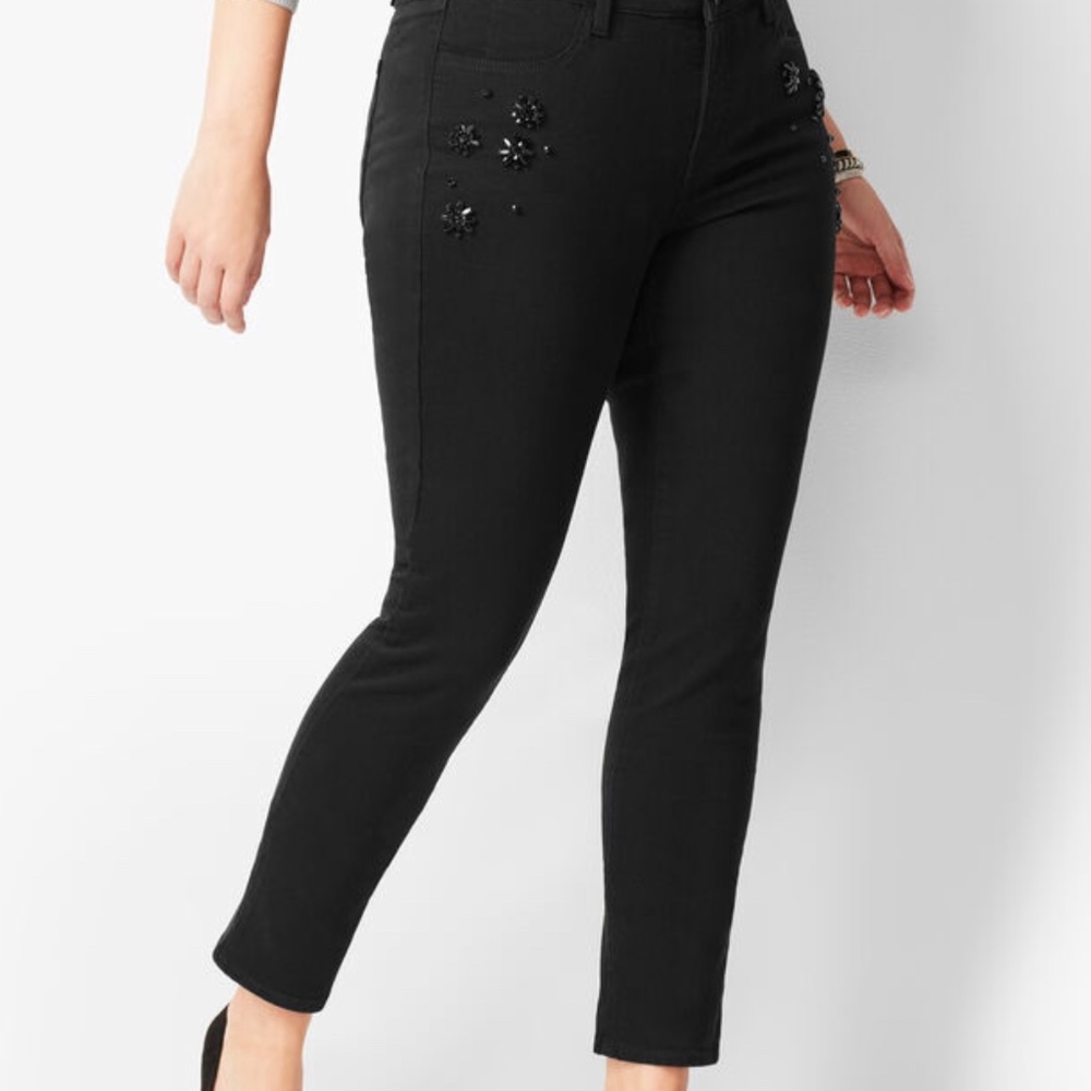 NWT TALBOTS 14W Embellished Black Denim Jeans